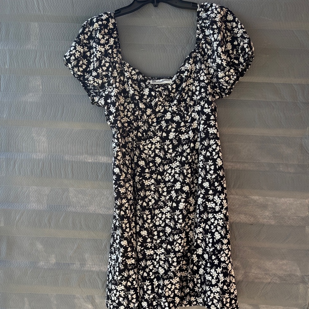 No Boundaries Black Floral Square-Neck Mini Dress